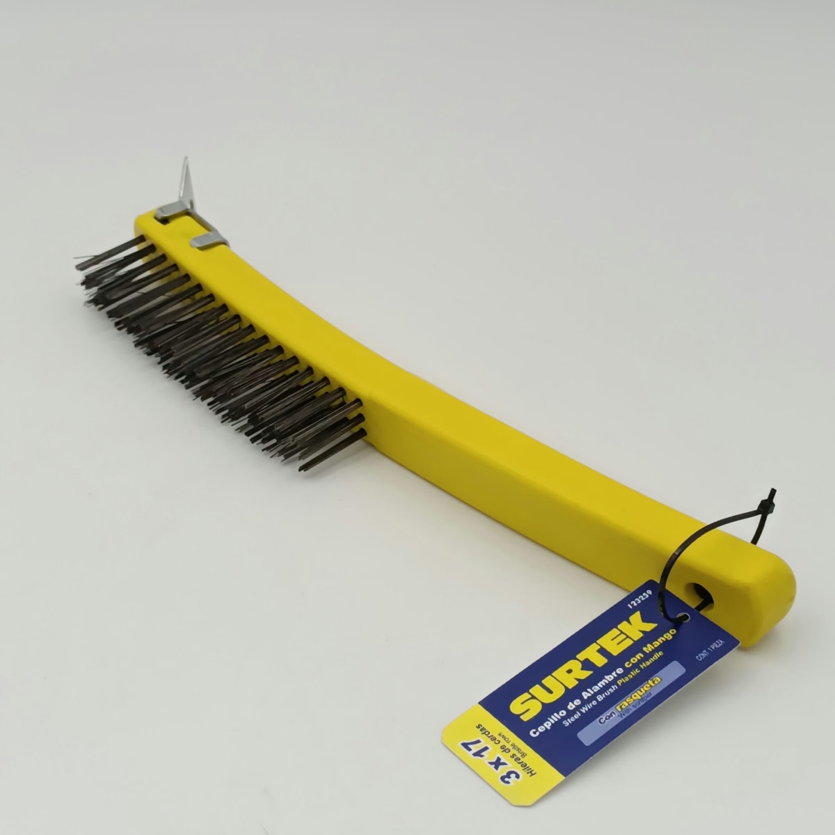 CEPILLO DE ALAMBRE MANGO PLASTICO 3 X 17. -123259-SURTEK-37. 2