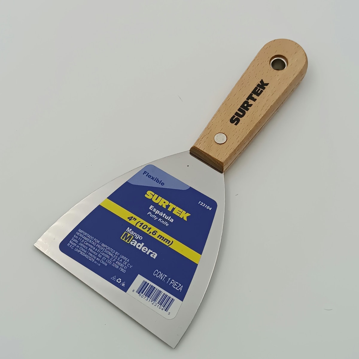 ESPATULA FLEXIBLE CON MANGO DE MADERA 4. -123104-SURTEK-74.2