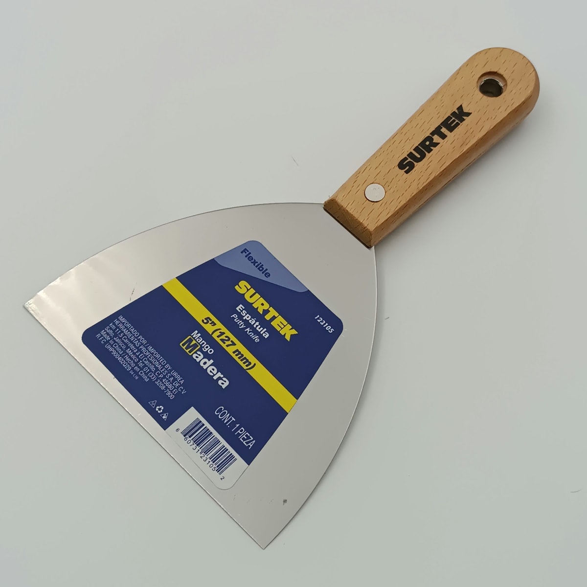 ESPATULA FLEXIBLE CON MANGO DE MADERA 5. -123105-SURTEK-74.2