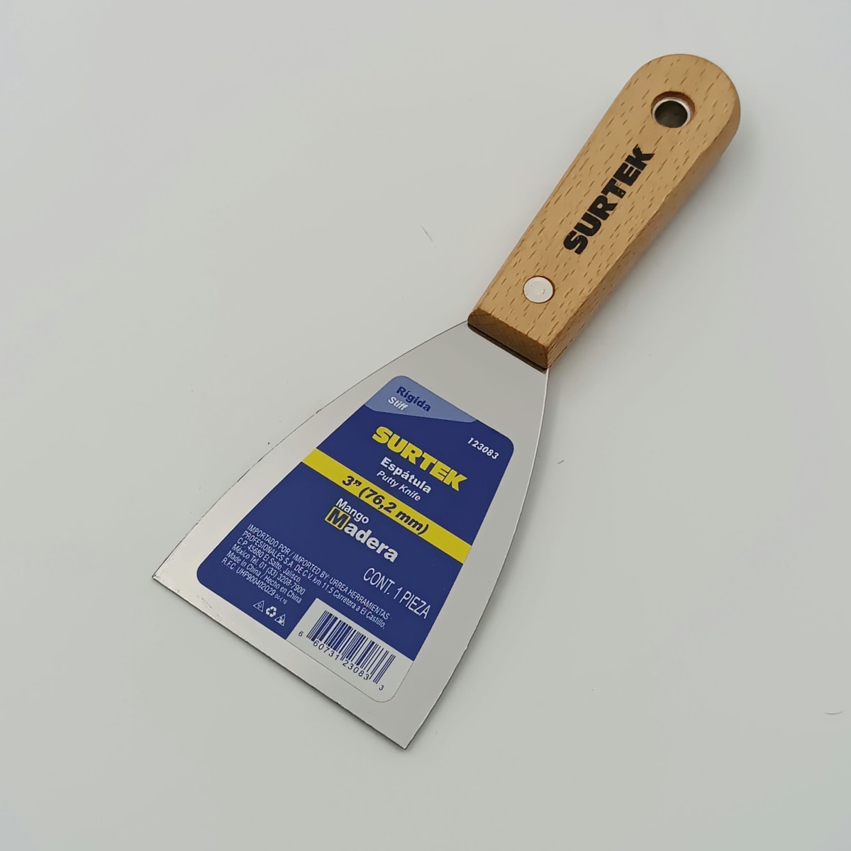 ESPATULA RIGIDA CON MANGO DE MADERA 3. -123083-SURTEK-74.2