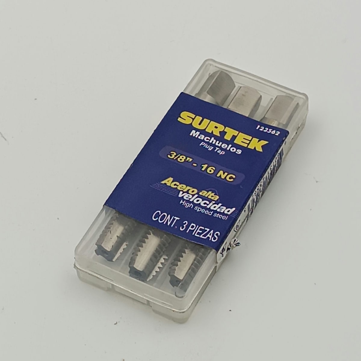 JUEGO DE TRES MACHOS ACERO ALTA VELOCIDAD Ø 3/8-16, -123562-SURTEK. 0