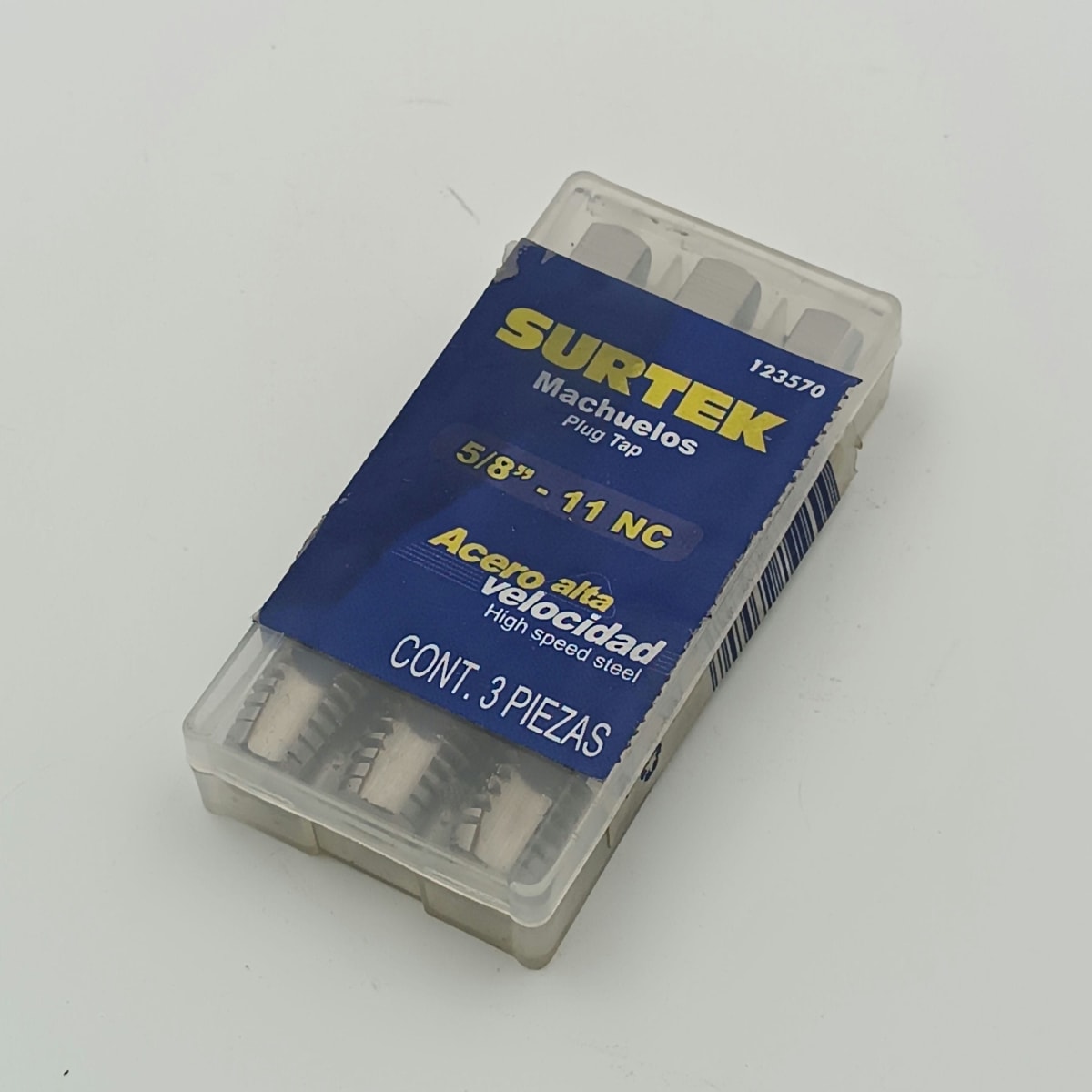 JUEGO DE TRES MACHOS ACERO ALTA VELOCIDAD Ø 5/8-11. -123570-SURTEK-98. 0