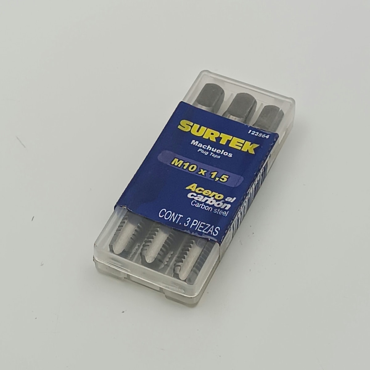 JUEGO DE TRES MACHOS ACERO AL CARBONO MILIMETRICO M10 X 1.5. -123864-SURTEK-98. 0