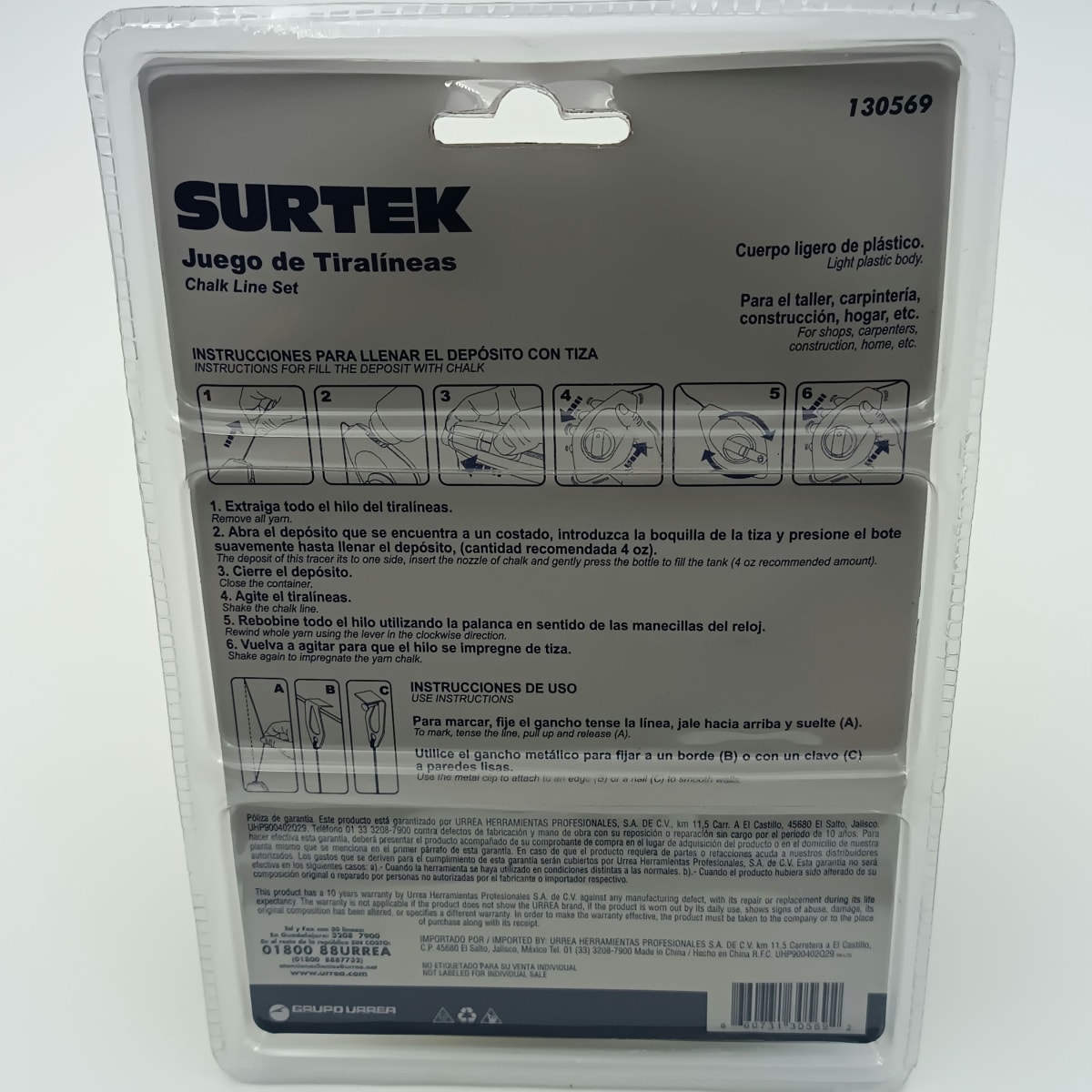 JUEGO DE TIRALINEAS PLASTICO. TIZA Y NIVEL (30 METROS). -130569-SURTEK-134. 0