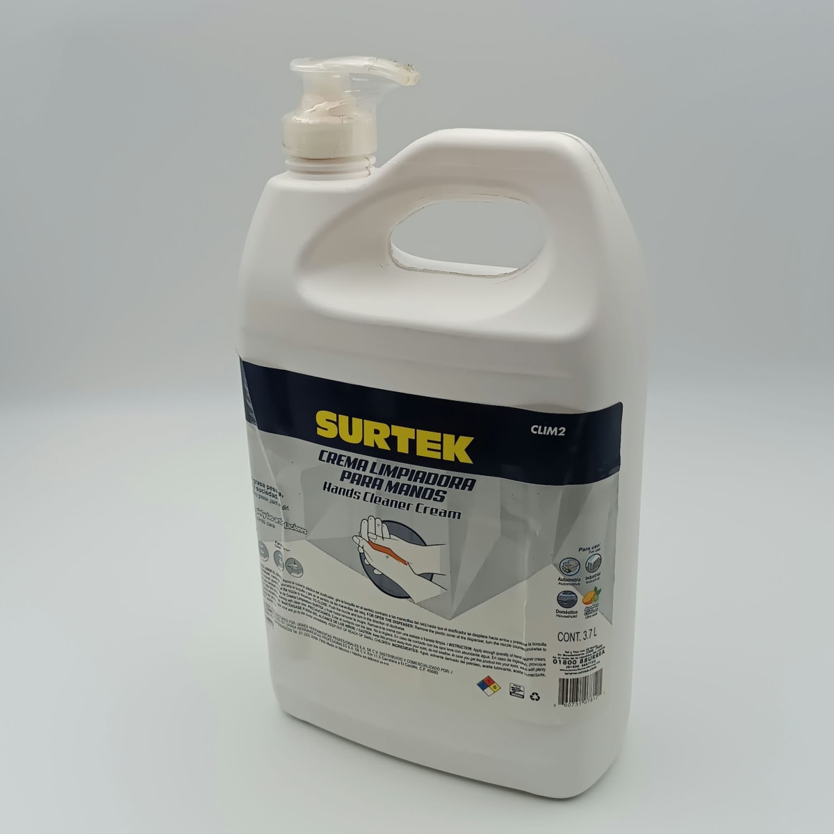 CREMA LIMPIADORA DE MANOS CON DOSIFICADOR 3.7L. -CLIM2-SURTEK-269.2