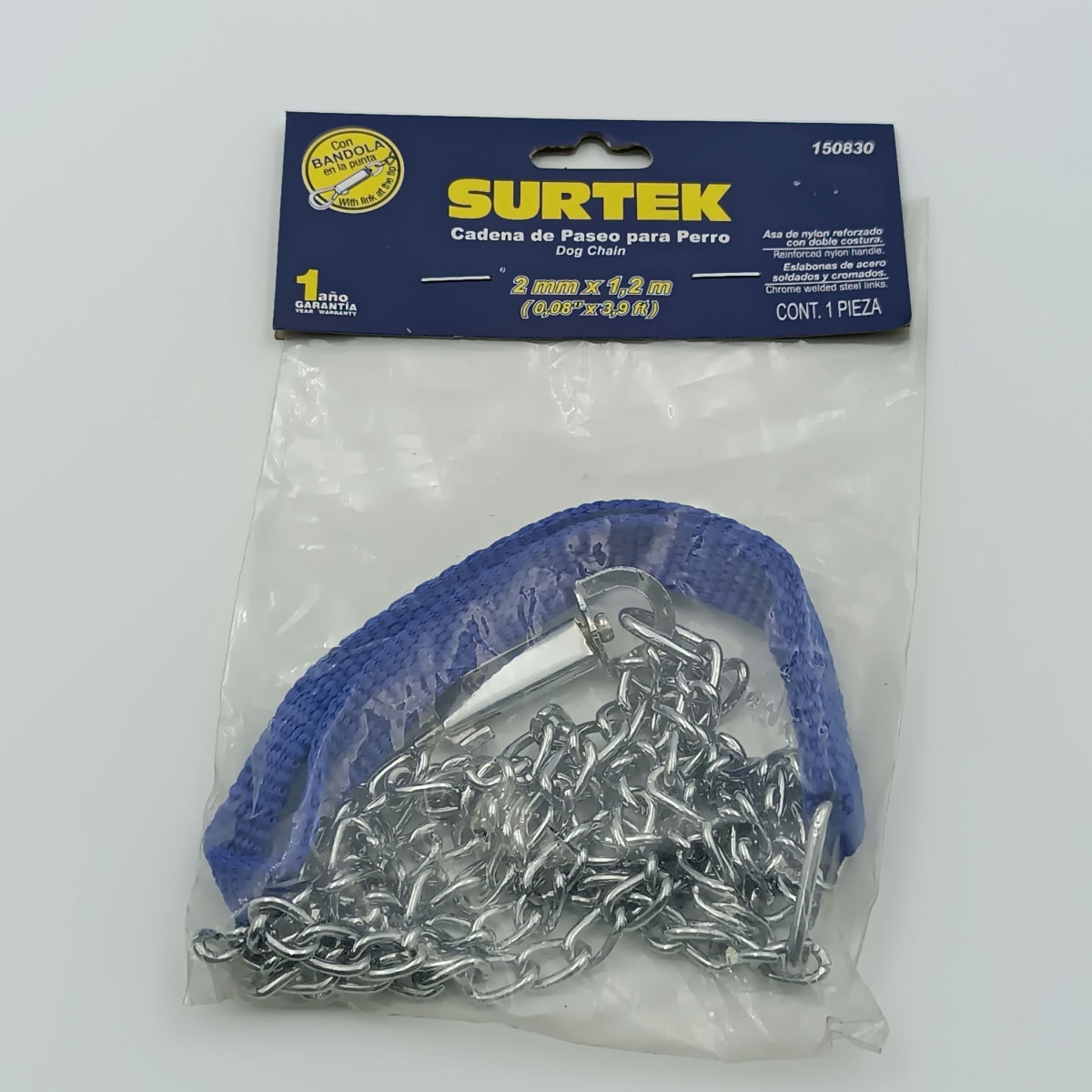 CADENA DE PASEO PARA PERRO 2.0 MM X 1.2 METROS . -150830-SURTEK-270. 0