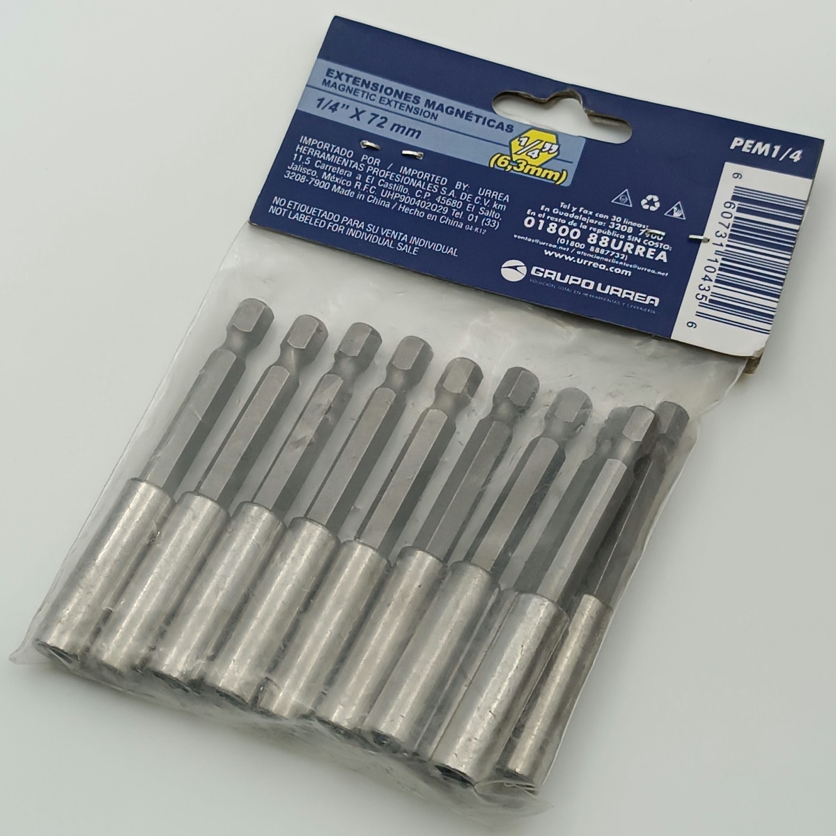 EXTENSION HEXAGONAL CON IMAN Ø 1/4 PEM1/4. SURTEK 127 10UN 0