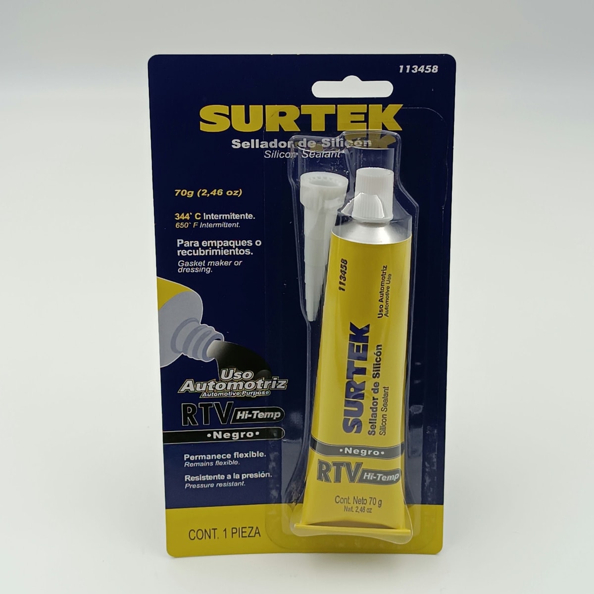 SILICONA PARA ALTA TEMPERATURA COLOR NEGRO 70 Gr 113458. SURTEK 277.2