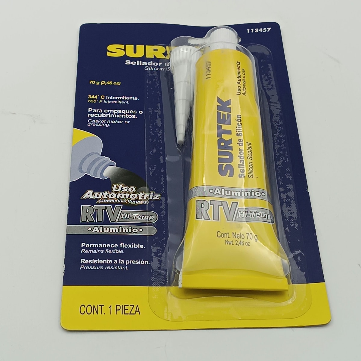 SILICONA PARA ALTA TEMPERATURA COLOR ALUMINIO 70 Gr 113457. SURTEK 277.2