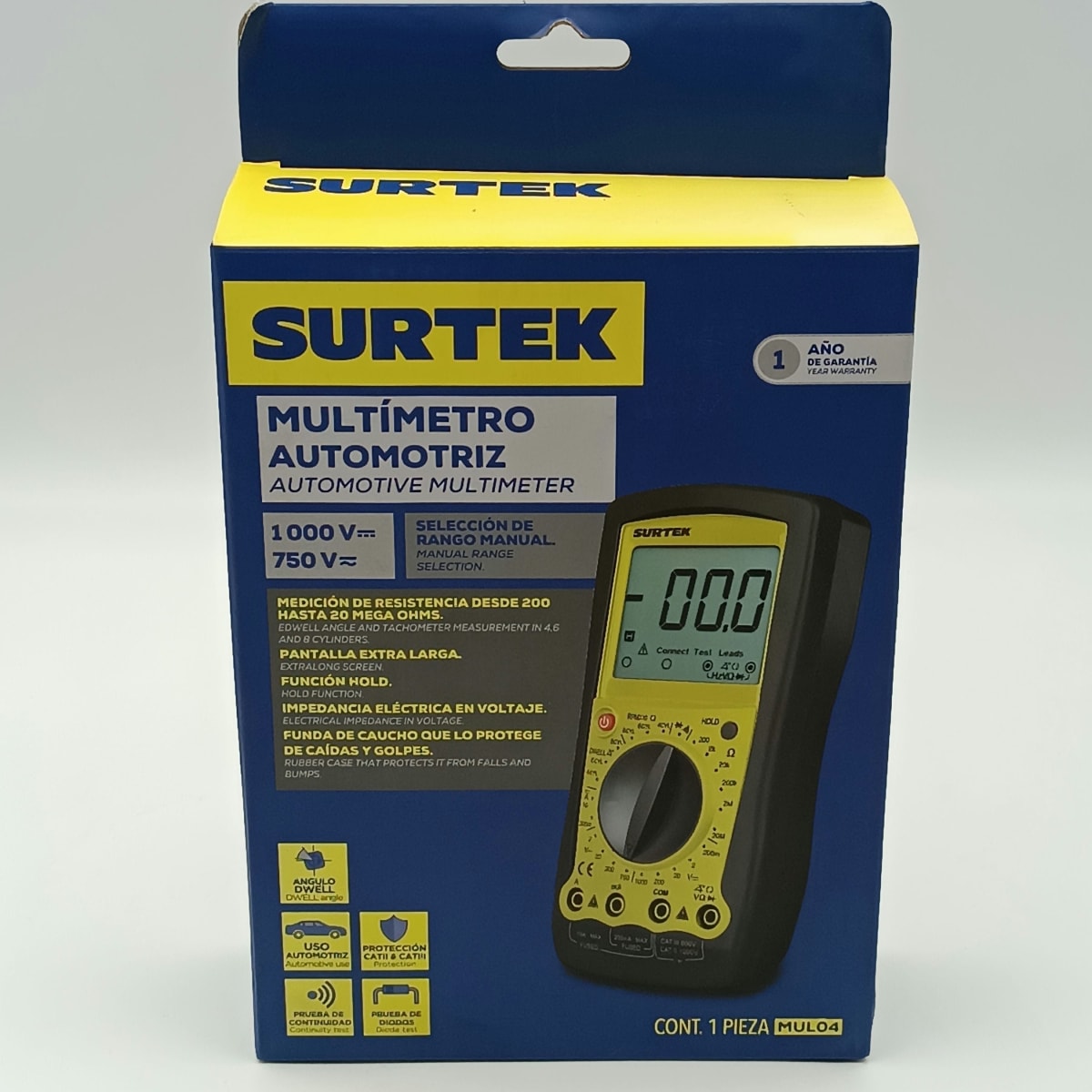 MULTIMETRO AUTOMOTRIZ 1000V. MUL04. SURTEK3