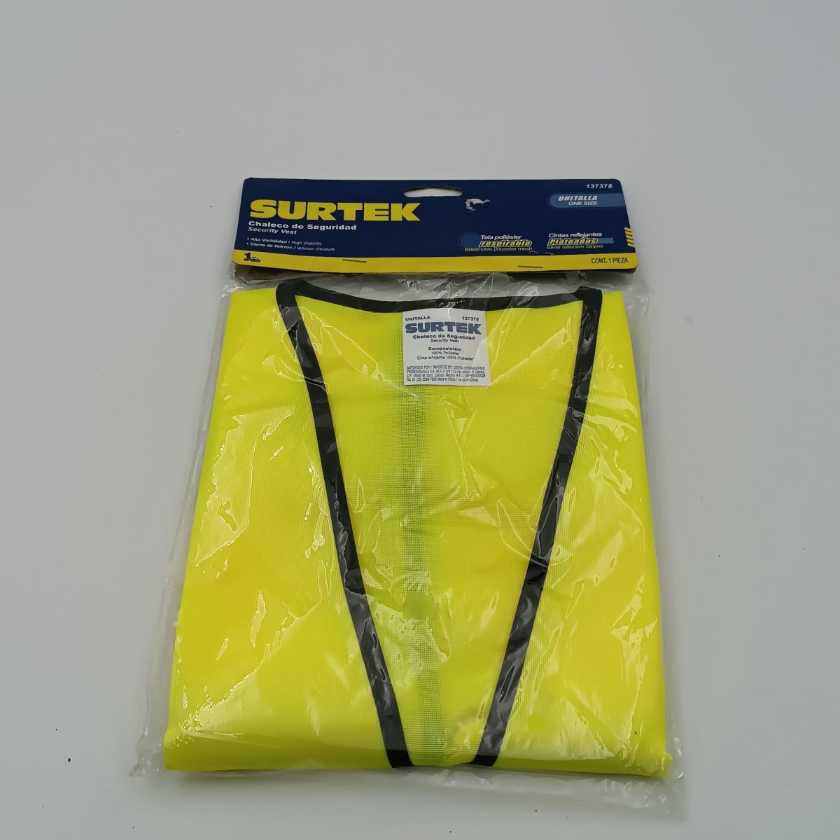 CHALECO DE SEGURIDAD AMARILLO. -137378-SURTEK- 0