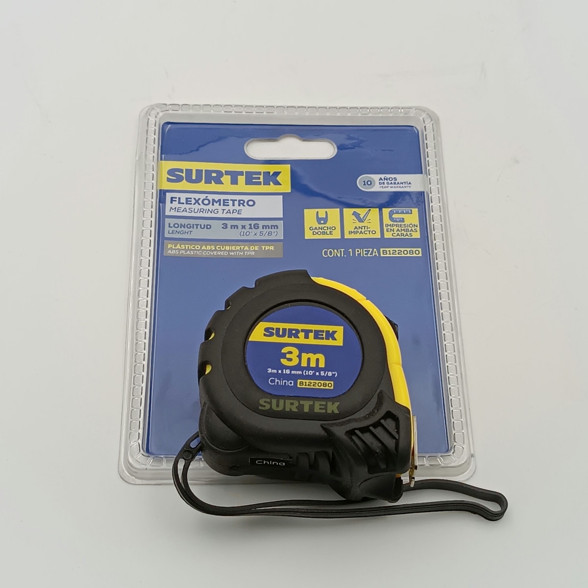 HUINCHA DE MEDIR ANTI-IMPACTO 3M. (5/8). B122080-SURTEK-2