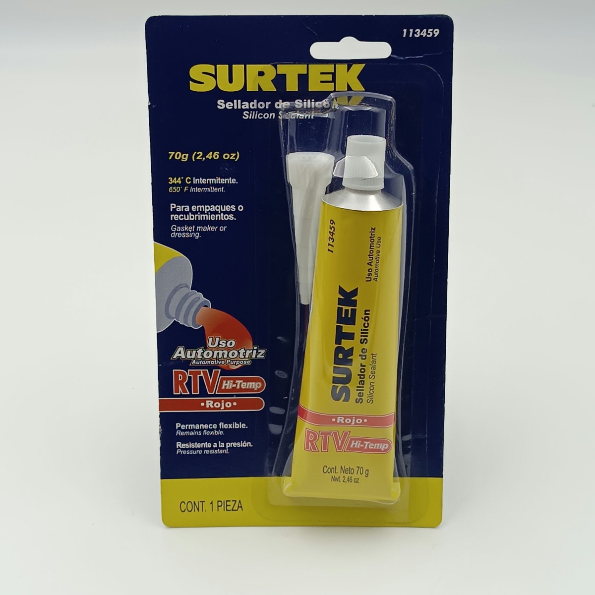 SILICONA PARA ALTA TEMPERATURA COLOR ROJO 70 Gr. 113459. SURTEK2