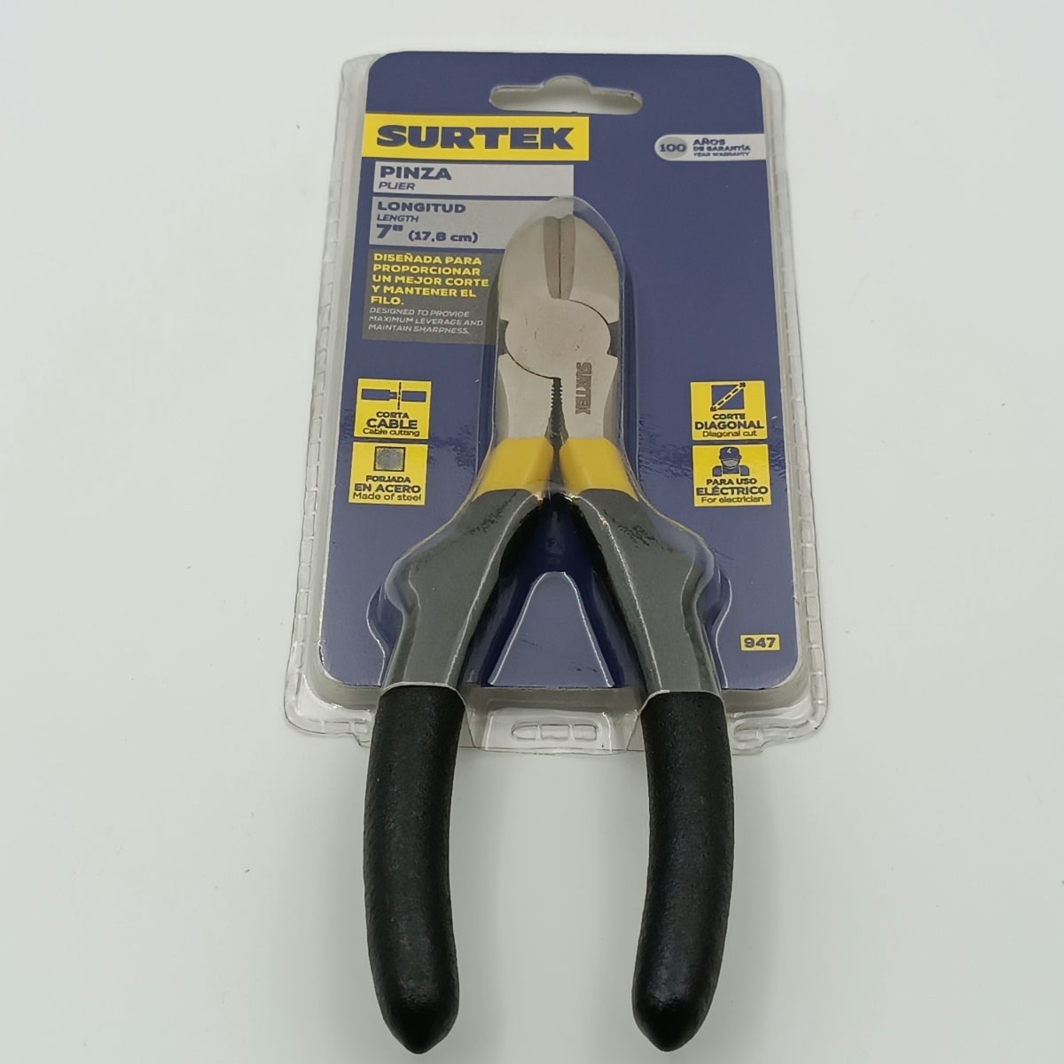 ALICATE ELECTRICISTA 7, CORTE DIAGONAL. 947 SURTEK2