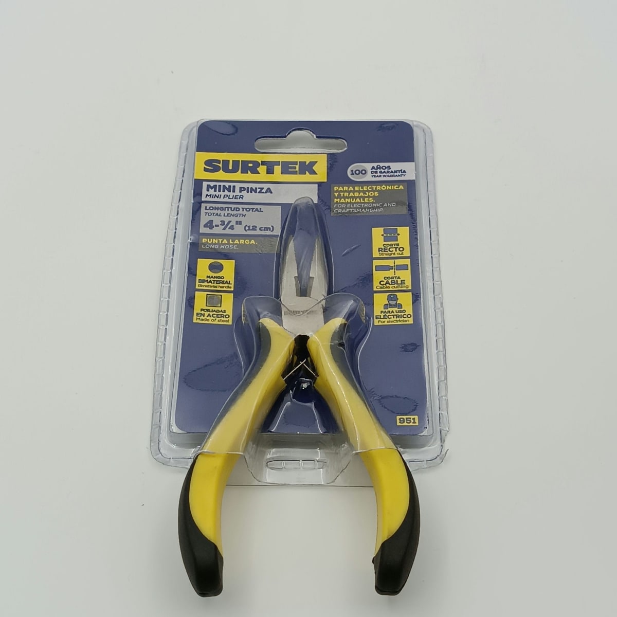 MINI ALICATE PARA ELECTRONICA 4-3/4 CORTE LATERAL. 951 SURTEK2