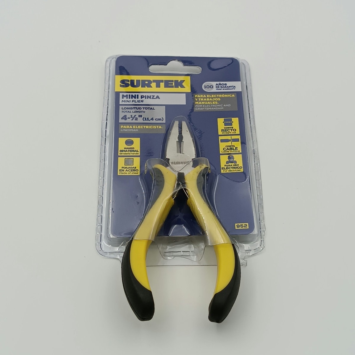 MINI ALICATE PARA ELECTRONICA 4-1/2 CORTE LATERAL. 952 SURTEK2