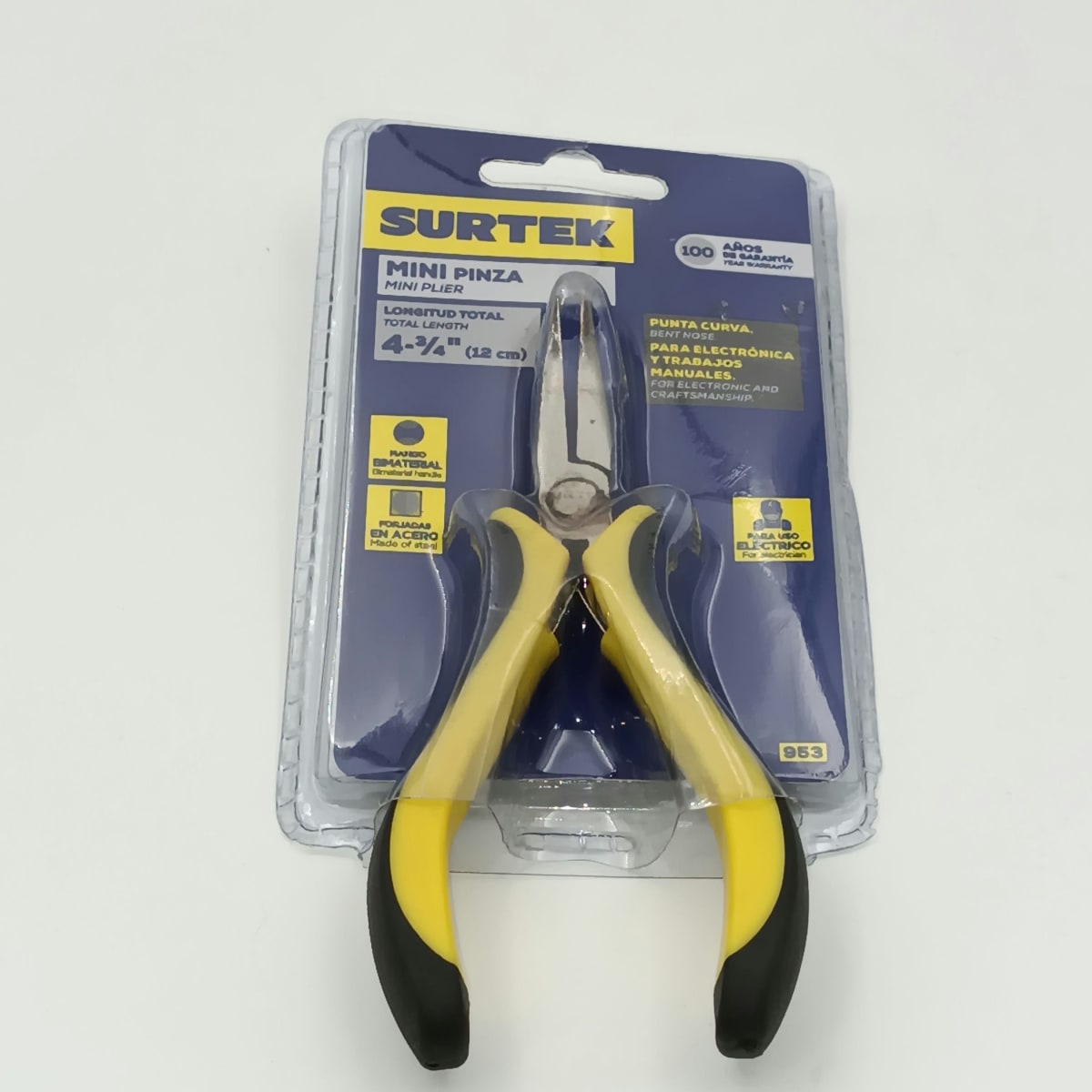 MINI ALICATE PARA ELECTRONICA 4-3/4 PUNTA CURVA. 953 SURTEK2