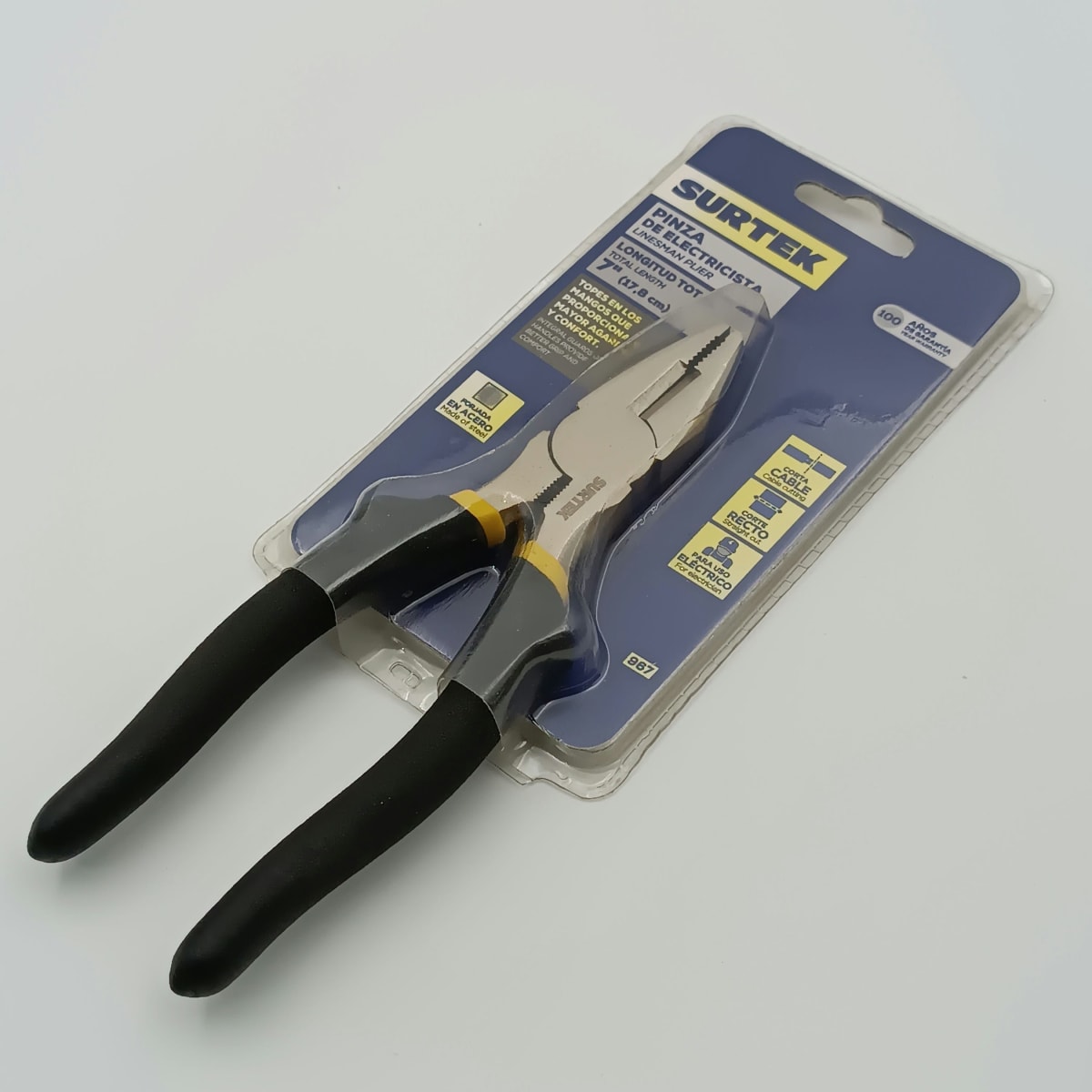 ALICATE PARA ELECTRICISTA 7 CORTE LATERAL. 967 SURTEK 0