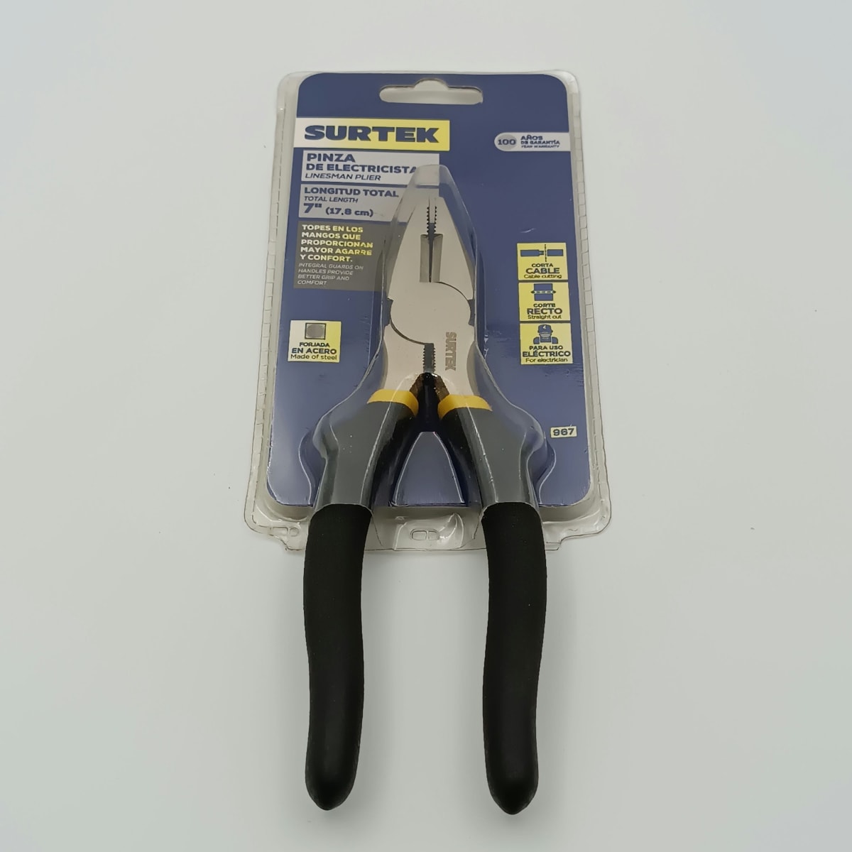 ALICATE PARA ELECTRICISTA 7 CORTE LATERAL. 967 SURTEK2