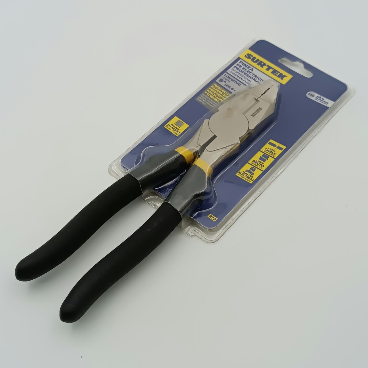 ALICATE PARA ELECTRICISTA 9 CORTE LATERAL NARIZ CUADRADA. 979 SURTEK 0