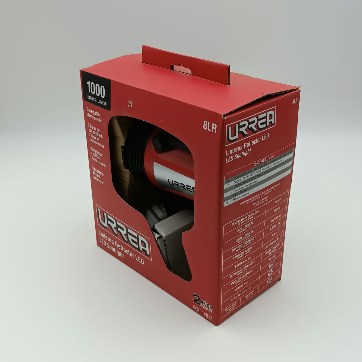 LINTERNA REFLECTORA LED 1000 LM RECARGABLE. -8LR -URREA-4