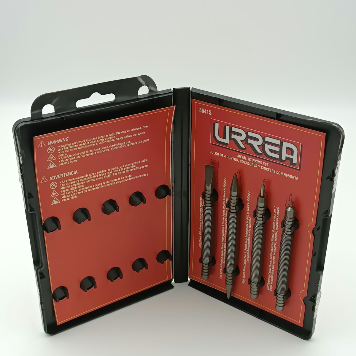 JUEGO DE CINCELES. PUNTOS Y BOTADORES CON RESORTE. 4 PIEZAS - 8641S -URREA- 0