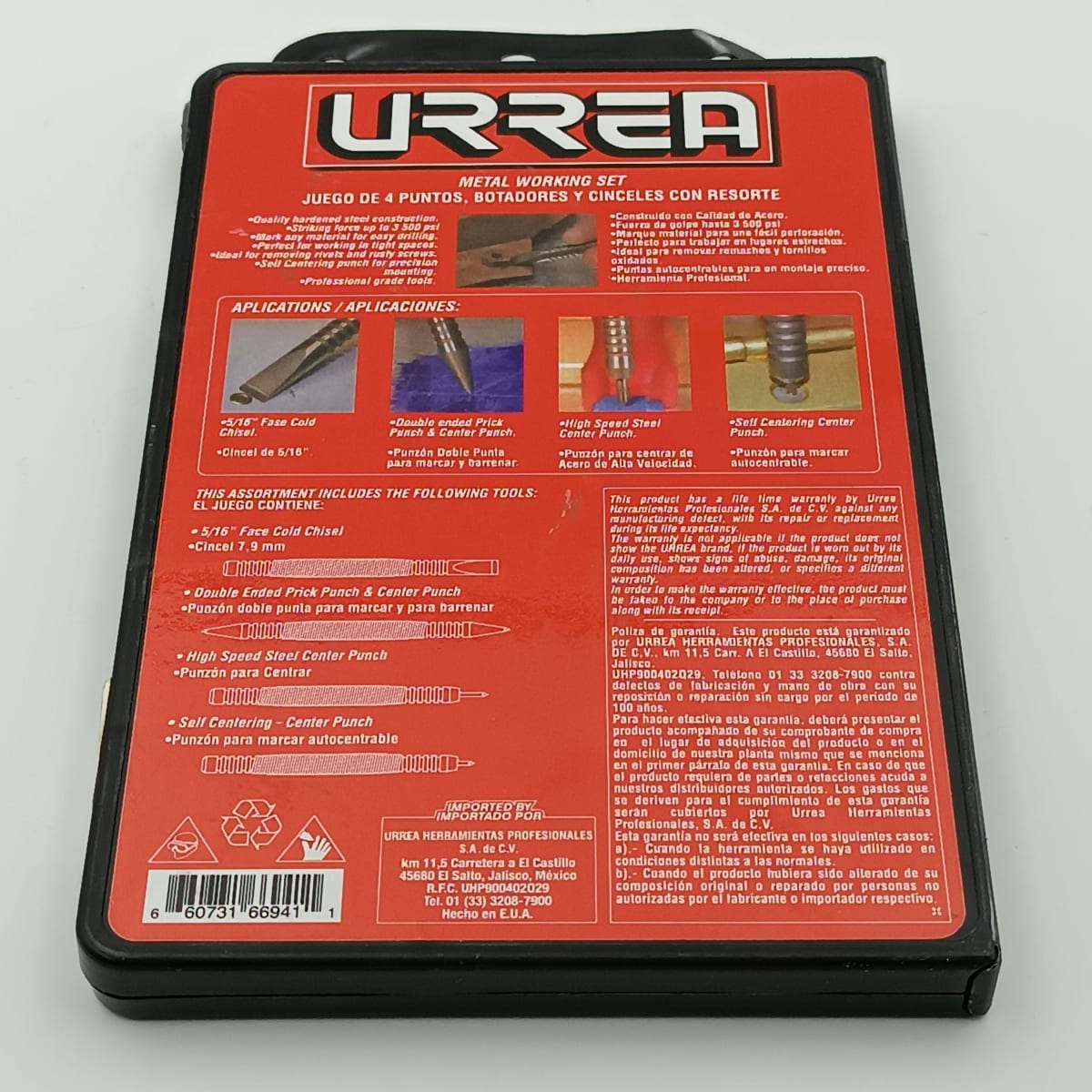 JUEGO DE CINCELES. PUNTOS Y BOTADORES CON RESORTE. 4 PIEZAS - 8641S -URREA-2