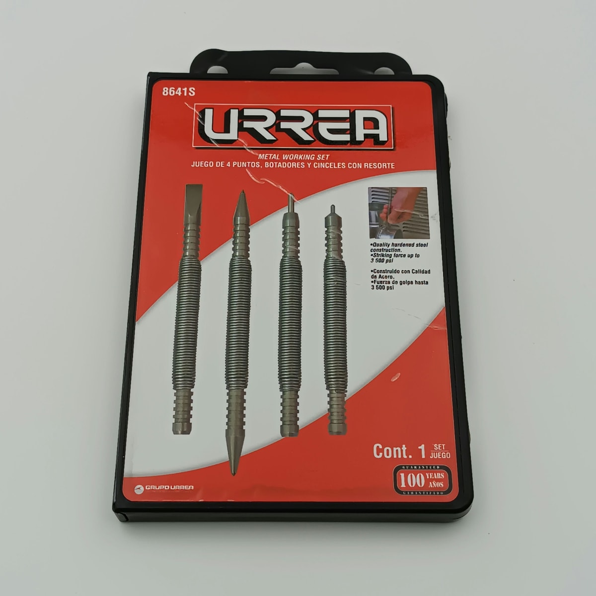 JUEGO DE CINCELES. PUNTOS Y BOTADORES CON RESORTE. 4 PIEZAS - 8641S -URREA-3