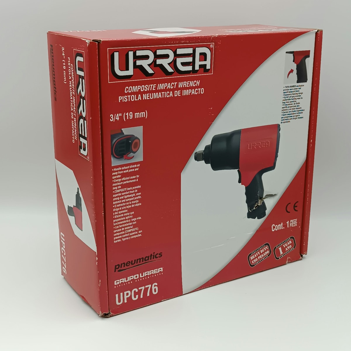 PISTOLA DE IMPACTO NEUMATICA CUADRANTE 3/4, 1200ft-lb -UPC776-URREA- 0