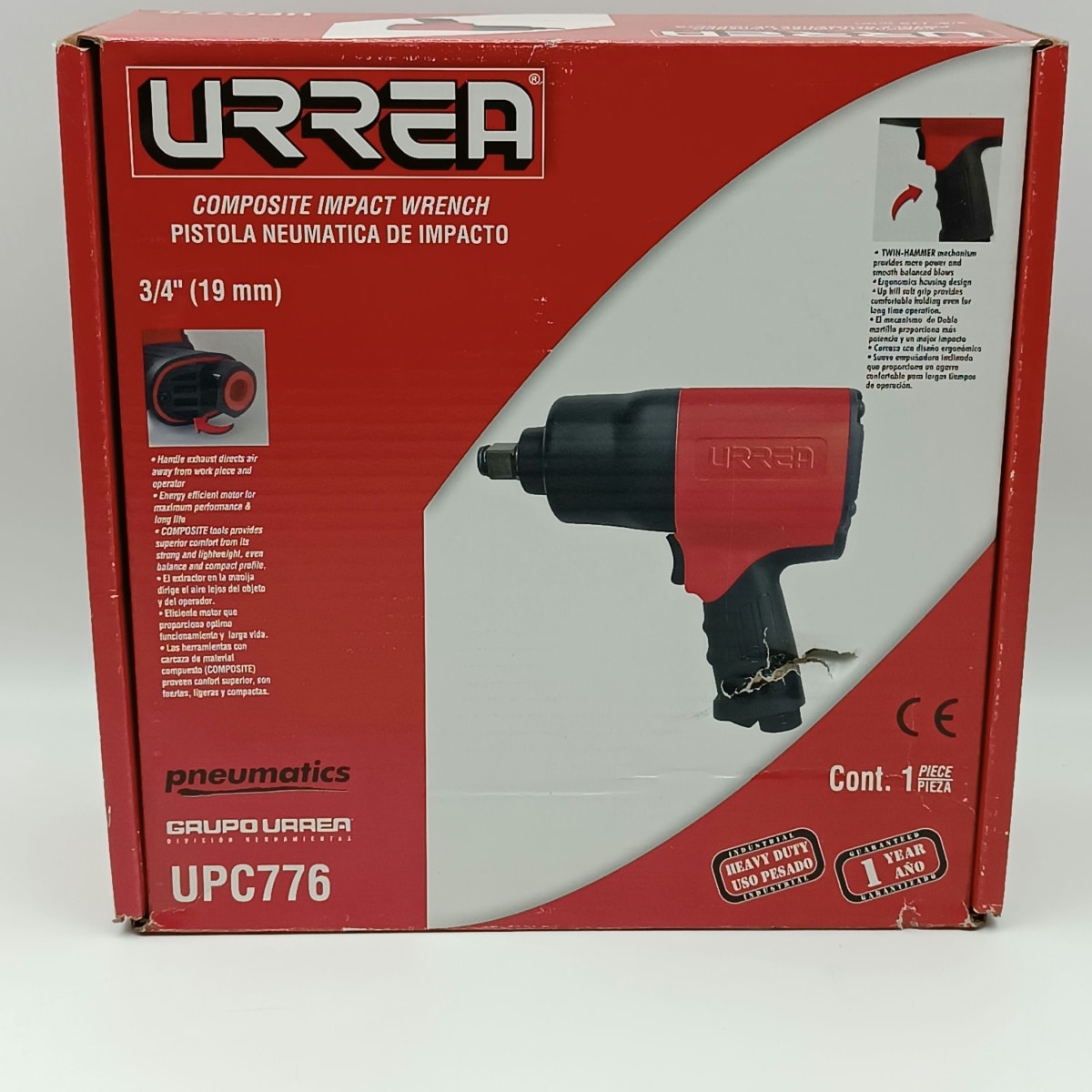 PISTOLA DE IMPACTO NEUMATICA CUADRANTE 3/4, 1200ft-lb -UPC776-URREA-4