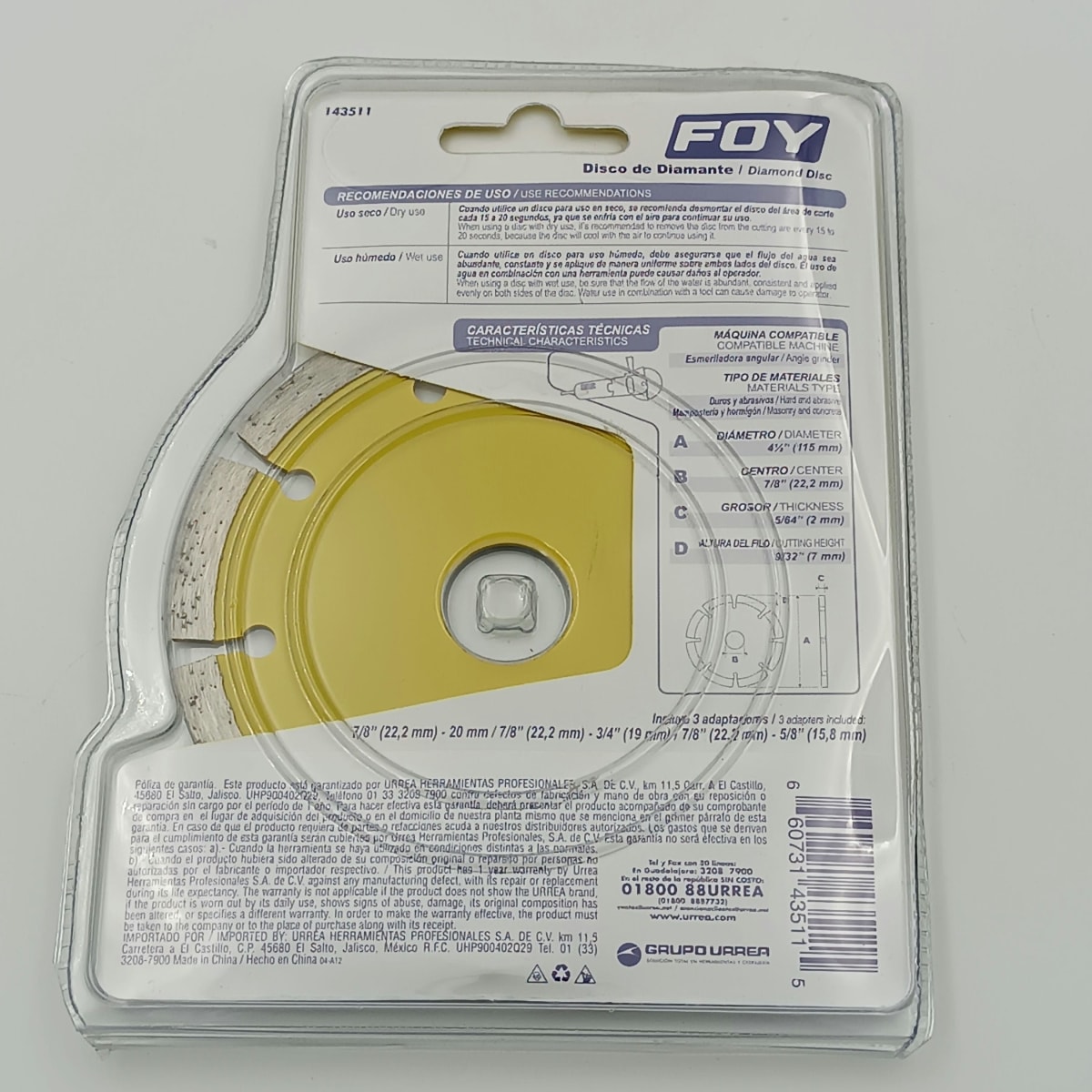 DISCO DIAMANTADO SEGMENTADO 4-1/2 -143511-FOY-2