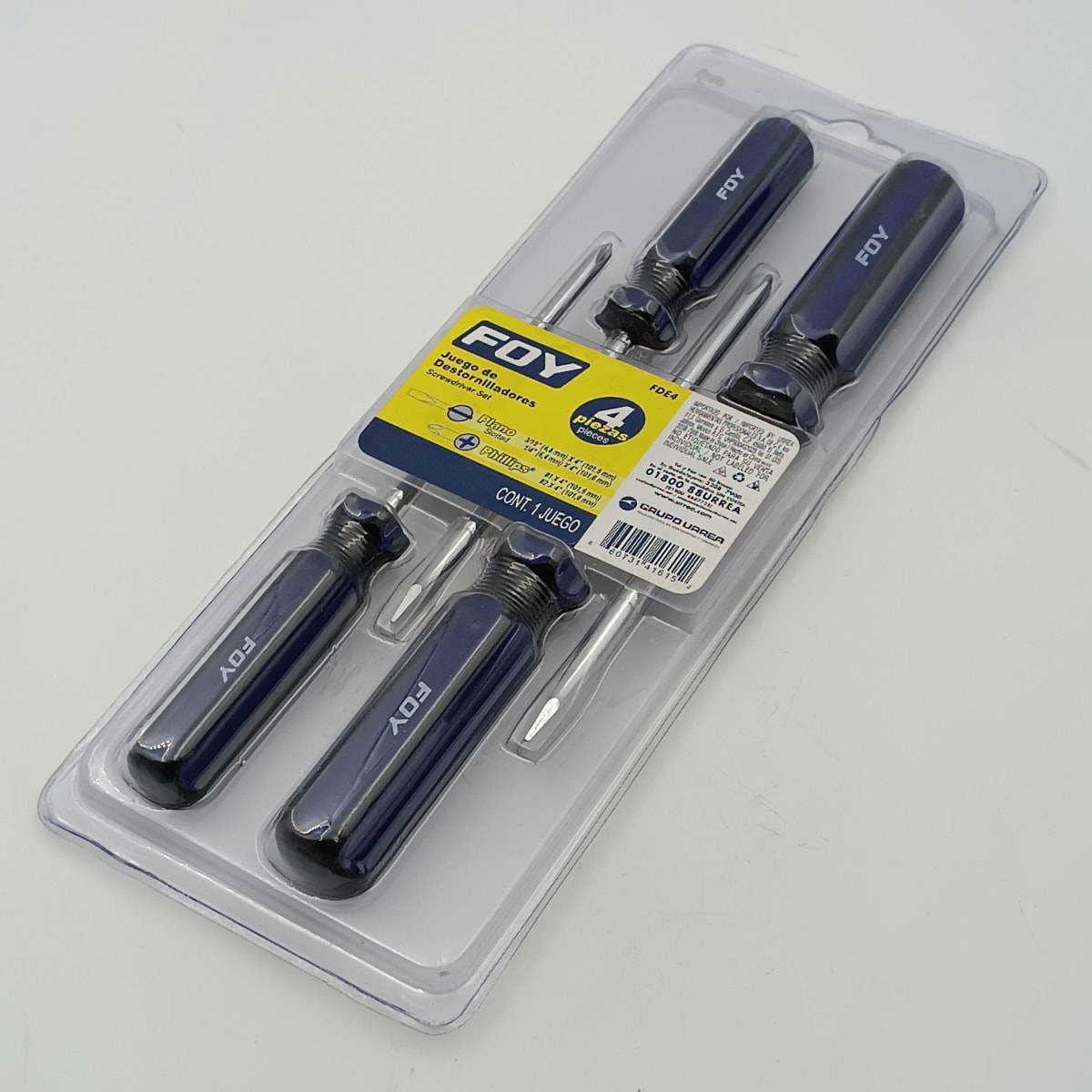 JUEGO DE 4 DESTORNILLADORES COMBINADOS MANGO PVC FDE4 - FOY-2