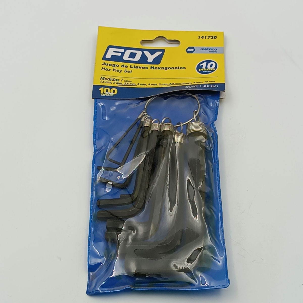 JUEGO DE DIEZ LLAVES HEXAGONALESMILIMETRICAS. -141720-FOY-2