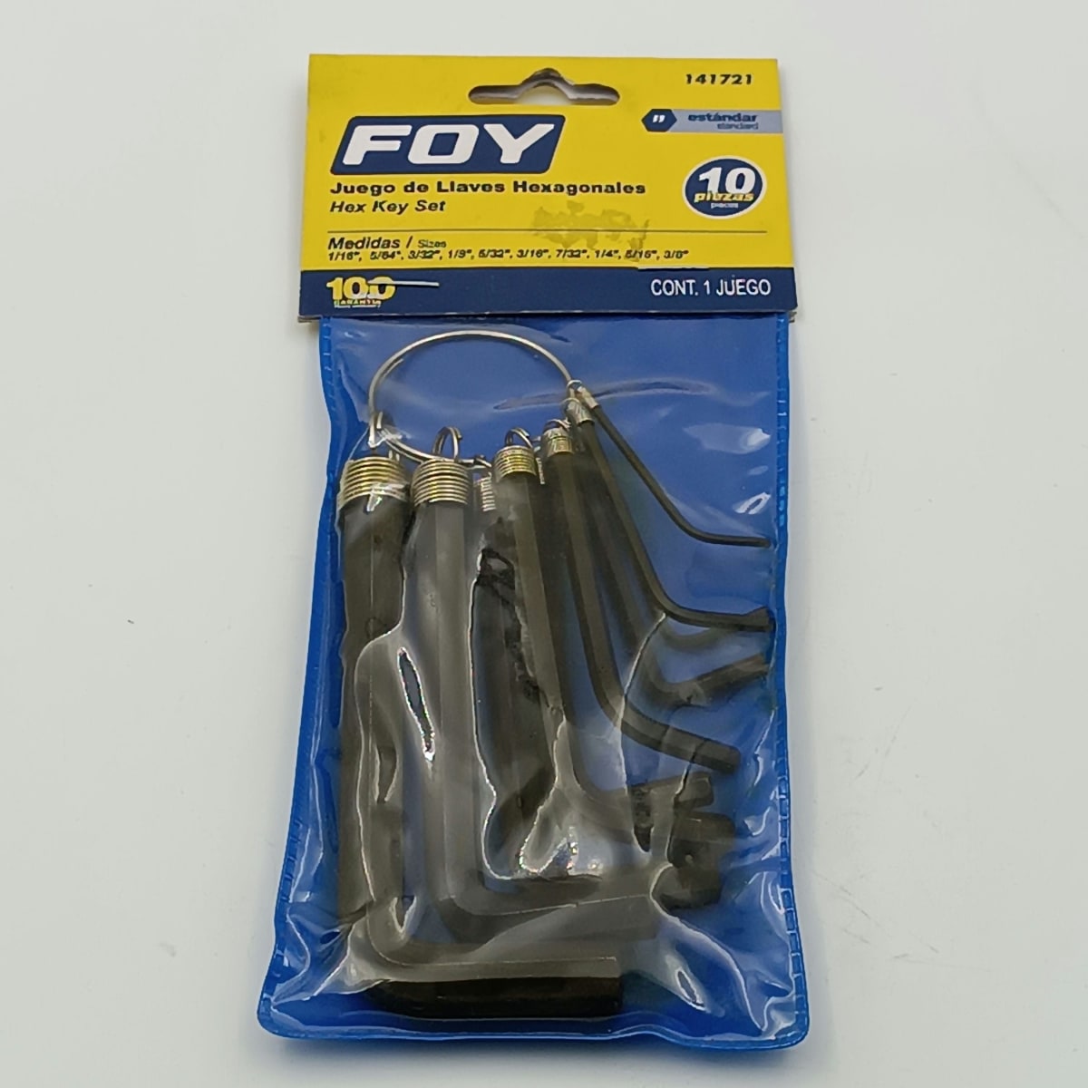 JUEGO DE DIEZ LLAVES HEXAGONALES EN PULGADAS. -141721-FOY- 0