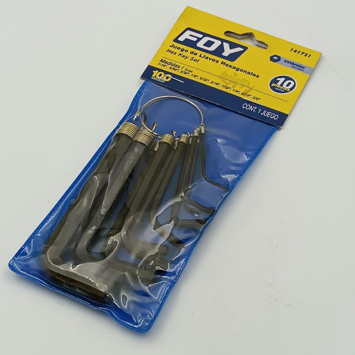 JUEGO DE DIEZ LLAVES HEXAGONALES EN PULGADAS. -141721-FOY-2