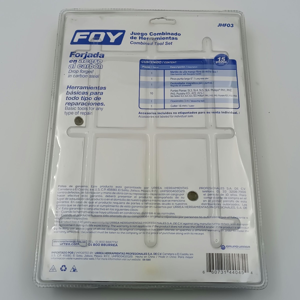 JUEGO DE HERRAMIENTAS COMBINADAS. 15 PIEZAS. JHF03-FOY-2
