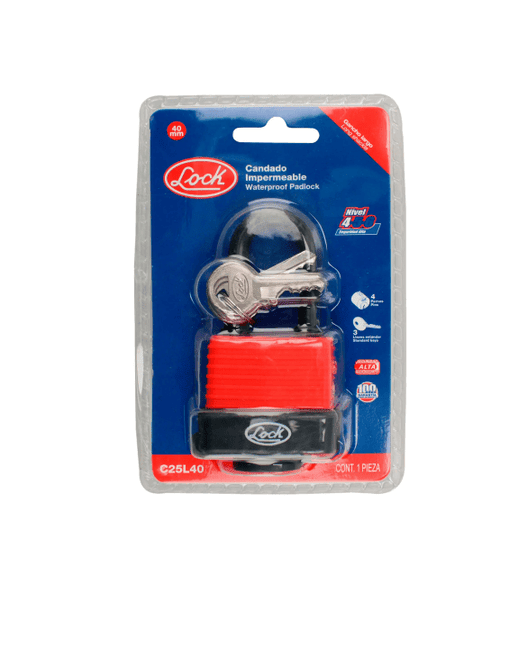 CANDADO IMPERMEABLE LARGO. LLAVE ESTANDAR DE 40 MM. -C25L40-LOCK-2