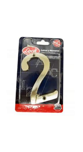 NUMERO DOS CROMO SATINADO DE 4. -L6802CS-LOCK-2