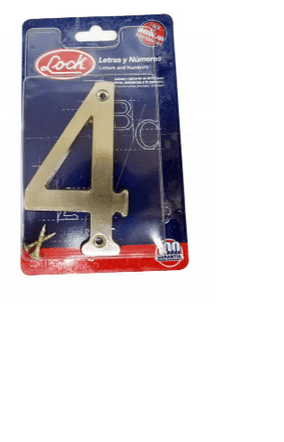 NUMERO CUATRO CROMO SATINADO DE 4. -L6804CS-LOCK-2