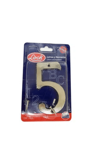 NUMERO CINCO CROMO SATINADO DE 4. -L6805CS-LOCK- 0