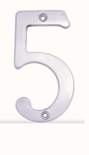 NUMERO CINCO CROMO SATINADO DE 4. -L6805CS-LOCK-2