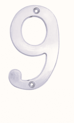 NUMERO NUEVE CROMO SATINADO DE 4. -L6809CS-LOCK- 0