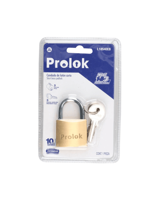 CANDADO CORTO DE LATON. LLAVE ESTÁNDAR DE 40 MM. -L18S40EB-PROLOCK-2