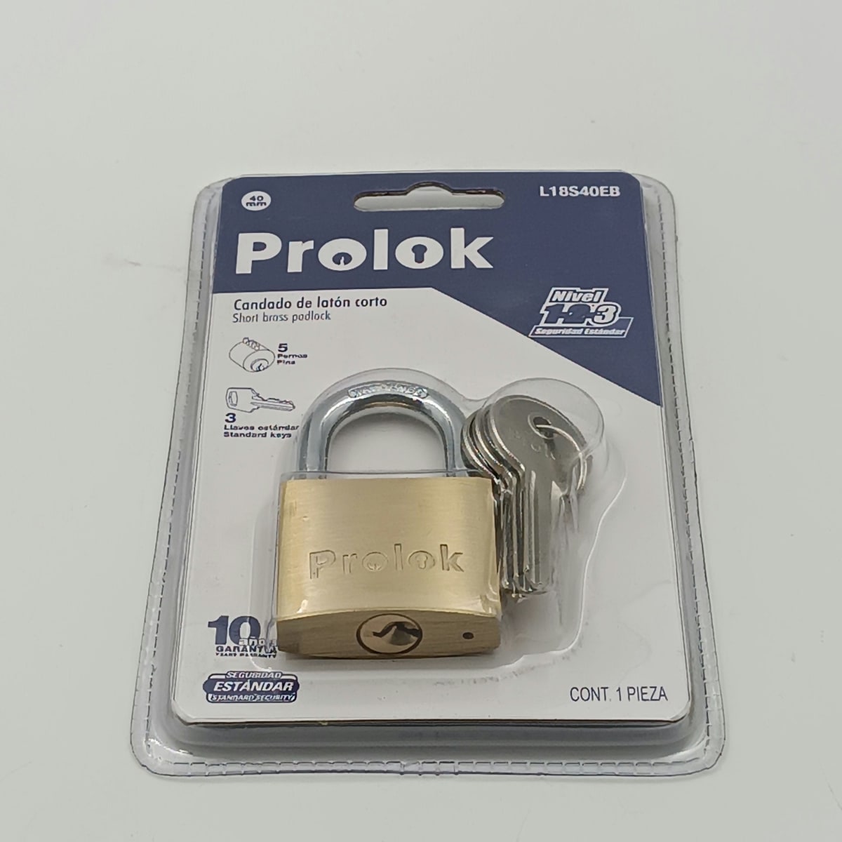 CANDADO CORTO DE LATON. LLAVE ESTÁNDAR DE 40 MM. -L18S40EB-PROLOCK-3