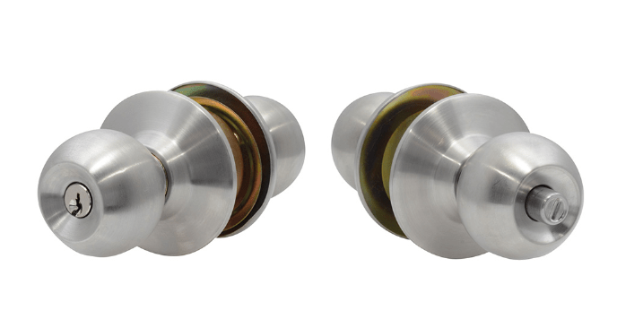 CERRADURA POMO CILINDRICO ACERO INOXIDABLE TIPO BOLA PARA DORMITORIO. 19POP-PROLOK- 0