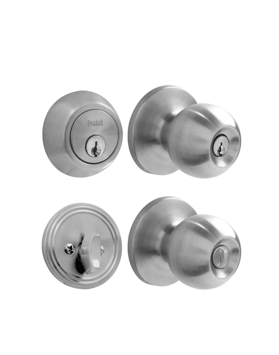 COMBO CERRADURA POMO BOLA DOBLE ACERO INOXIDABLE . 10CBP-PROLOK-2
