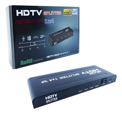 Splitter Hdmi 1 x 4 Salidas Con Amplificador 4k 2k