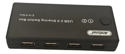 Switch Kvm Conmutador Usb 2.0 2x4 Usb 2 Usb In A 4 Usb Out1