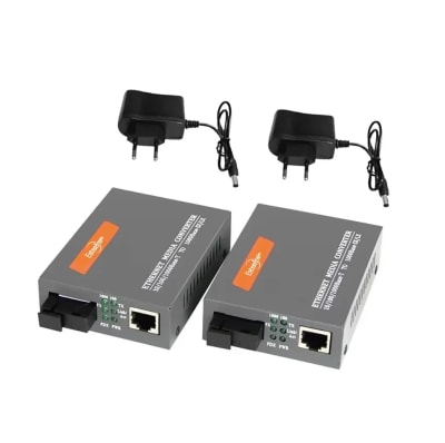 Par Convertidor Medios Fibra Optica Gigabit 10/100/1000 Rj45 Gris