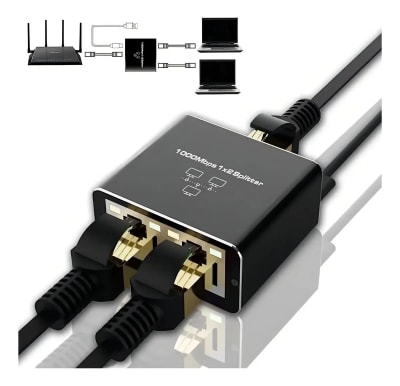 Divisor Ethernet 1 a 2 Gigabit Expansor de Red de 1000 Mbps Conmutador de red